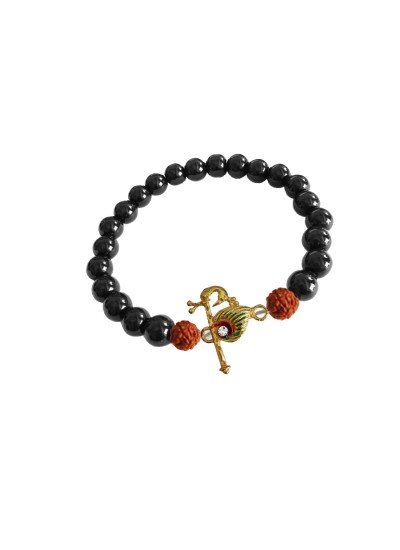 Krishna Flute Onyx Beads Bracelet By Menjewell